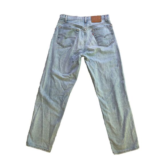 VTG Levis 554 Relaxed 90s Jeans Mens 34x32 Baggy Wide Leg Light Wash USA Made - Picture 2 of 13